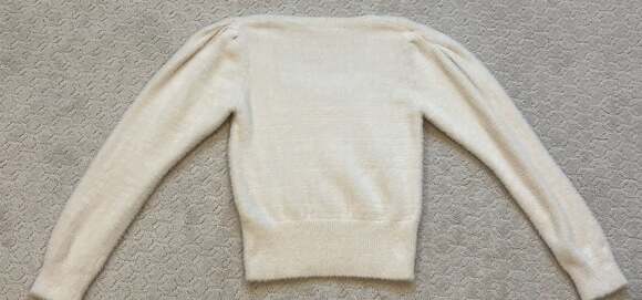ASTR The Label Sweaters - ASTR The Label Square Neck Puff Sleeve Fuzzy Sweater Cream Size S